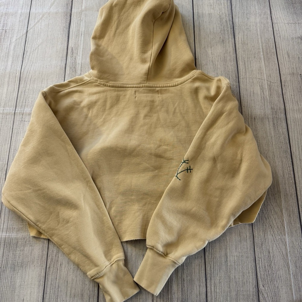Kimchi Blue UO Marley Cropped Hoodie XS Putty Embroidered Boho Nature - Picture 11 of 11